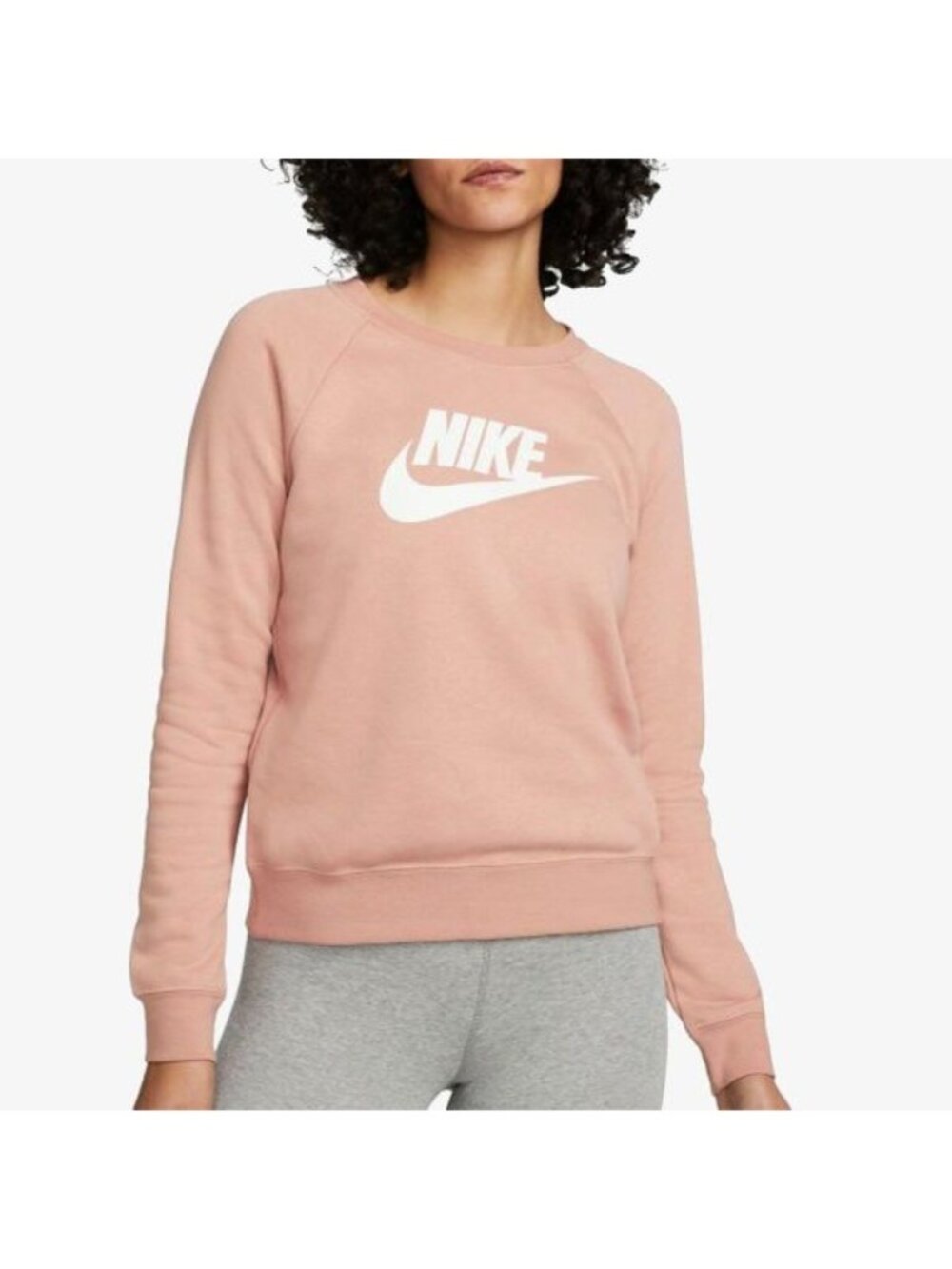 Nike Sweatshirt Large Essential Fleece Crewneck Raglan Sleeve Athleisure Workout